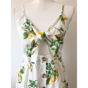 Mimi Chica White Lemon Print Dress